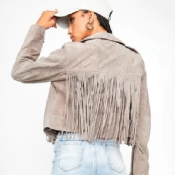 BLANK NYC Genuine Suede Fringed Moto Jacket - Rust - Picture 15 of 15